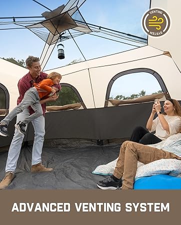 FanttikOutdoor Camping Tent 10 Person Instant Cabin Tent Setup in 60 Seconds with Rainfly & Windproof Portable with Carry Bag for Family Camping & Hiking