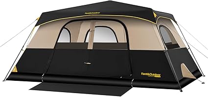 FanttikOutdoor Camping Tent 10 Person Instant Cabin Tent Setup in 60 Seconds with Rainfly & Windproof Portable with Carry Bag for Family Camping & Hiking